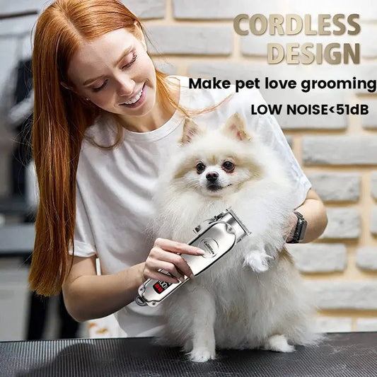 Professional Dog Hair Clipper All Metal Rechargeable Pet Trimmer Cat Shaver Cutting Machine Puppy Grooming Haircut Low Noice - Firstpetcentral