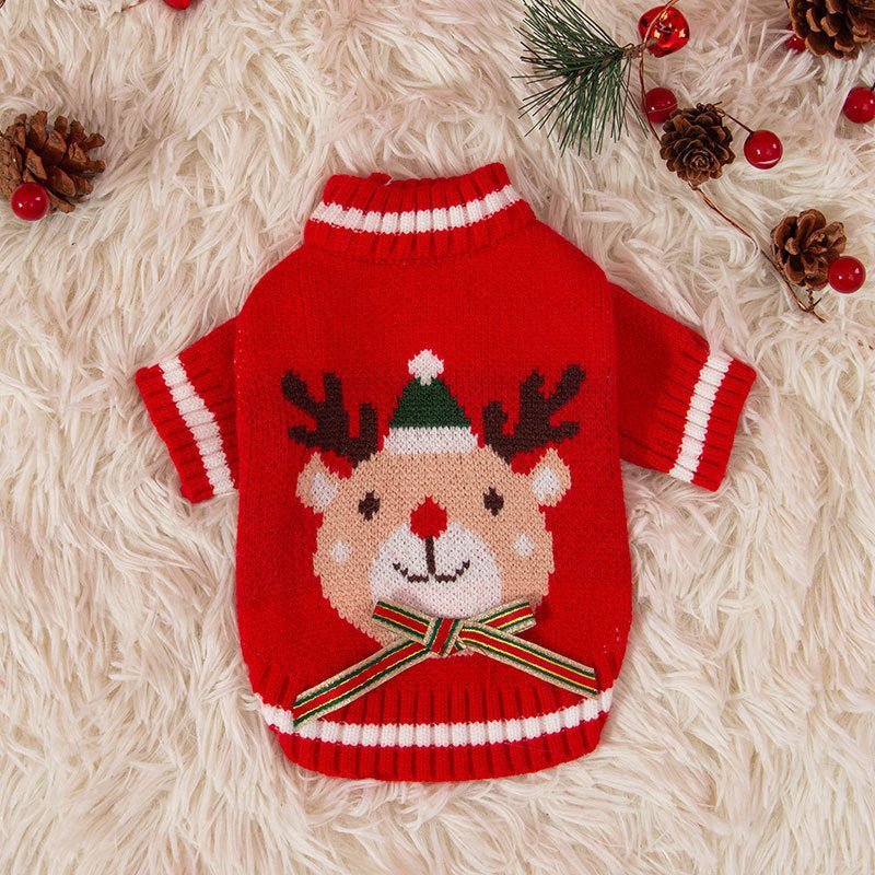 Puppy Dog Autumn And Winter Christmas Elk Pet Sweater - Firstpetcentral
