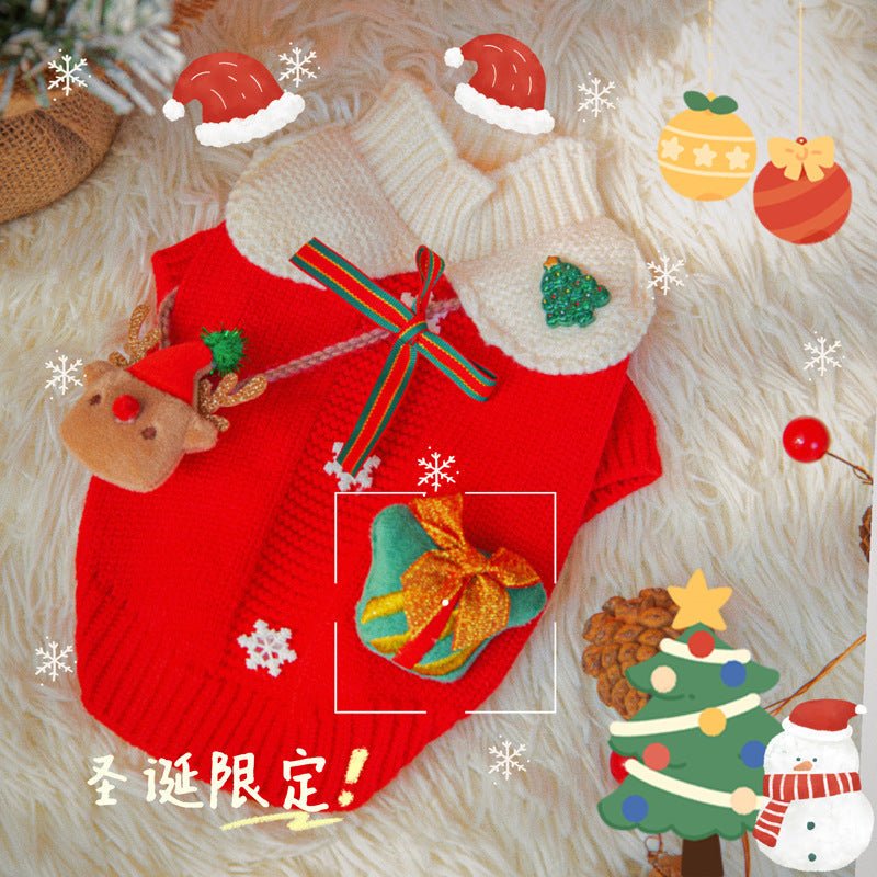 Puppy Dog Autumn And Winter Christmas Elk Pet Sweater - Firstpetcentral