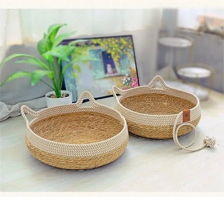 Rattan Woven Cozy All Season Cat Puppy Bed - Firstpetcentral