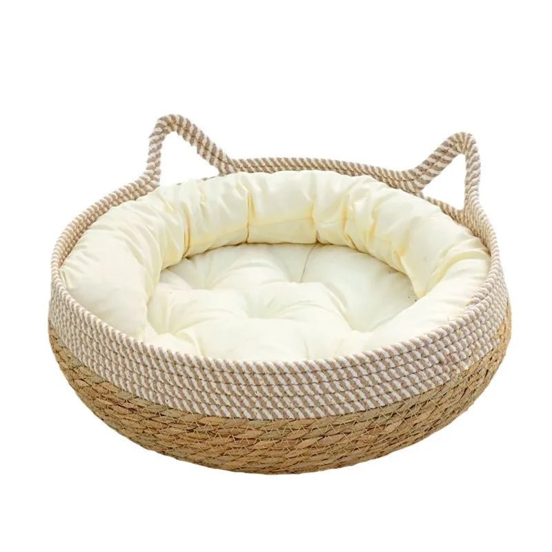 Rattan Woven Cozy All Season Cat Puppy Bed - Firstpetcentral