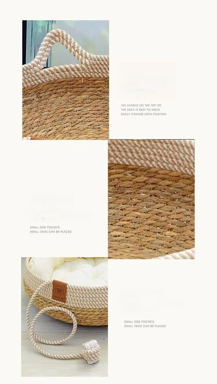 Rattan Woven Cozy All Season Cat Puppy Bed - Firstpetcentral