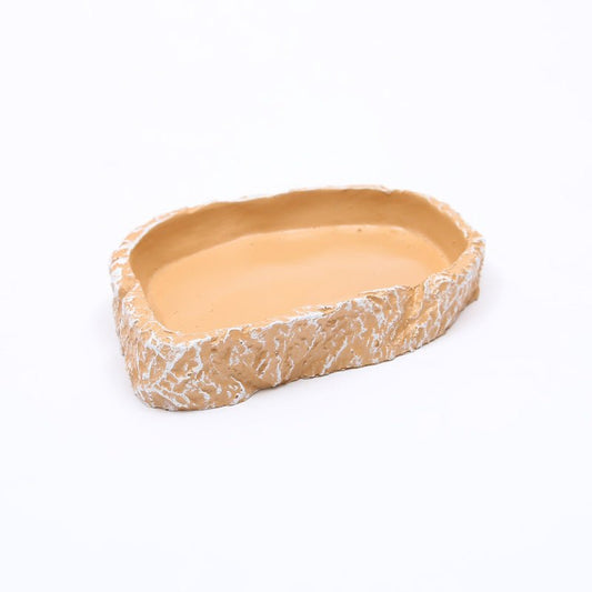 Reptile Food Basin - Resin Water Dish for Tortoise, Lizard & Gecko | Natural Rock Design - Firstpetcentral