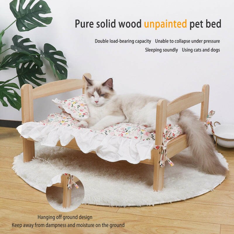 Solid Wood Pet Bed Net, Red Cat Nest, Dog Bed, Summer and Winter, Floor To Floor, Wooden Detachable and Washable Cat Bed - Firstpetcentral