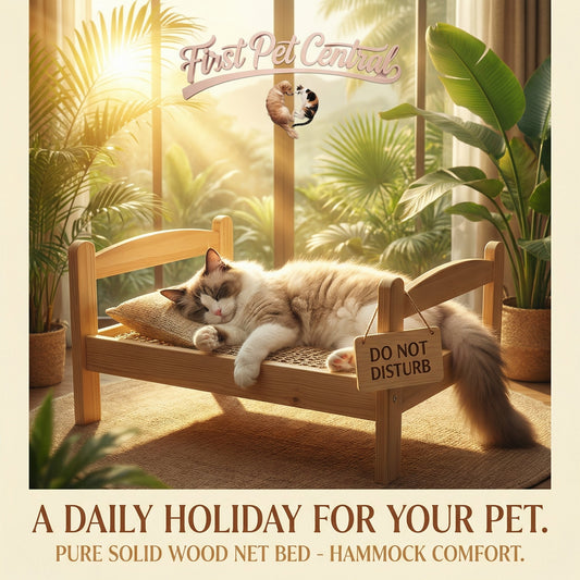 Solid Wood Pet Bed - Washable Cat & Dog Bed for Year - Round Comfort - Firstpetcentral