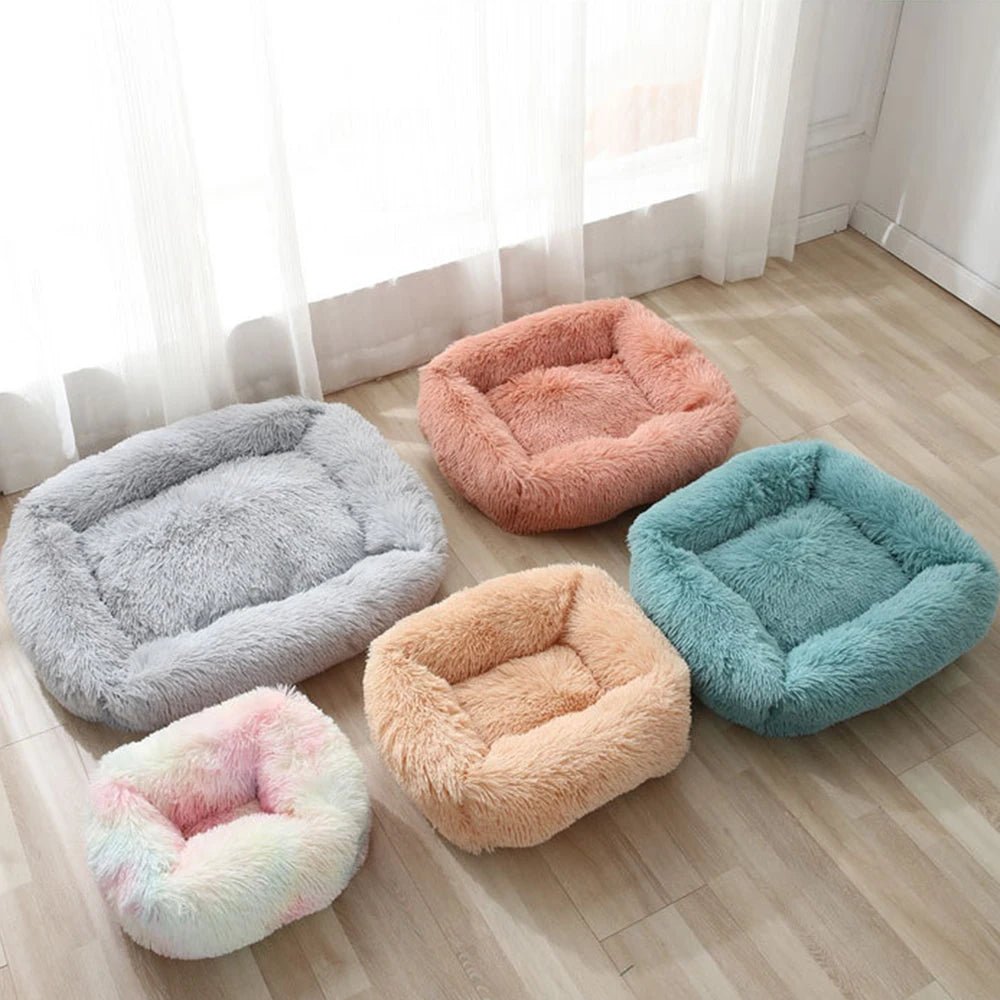 Square Dog Bed Long Plush Solid Color Pet Beds For Little Medium Large Pets Super Soft Winter Warm Sleeping Mats For Dogs Cats - Firstpetcentral
