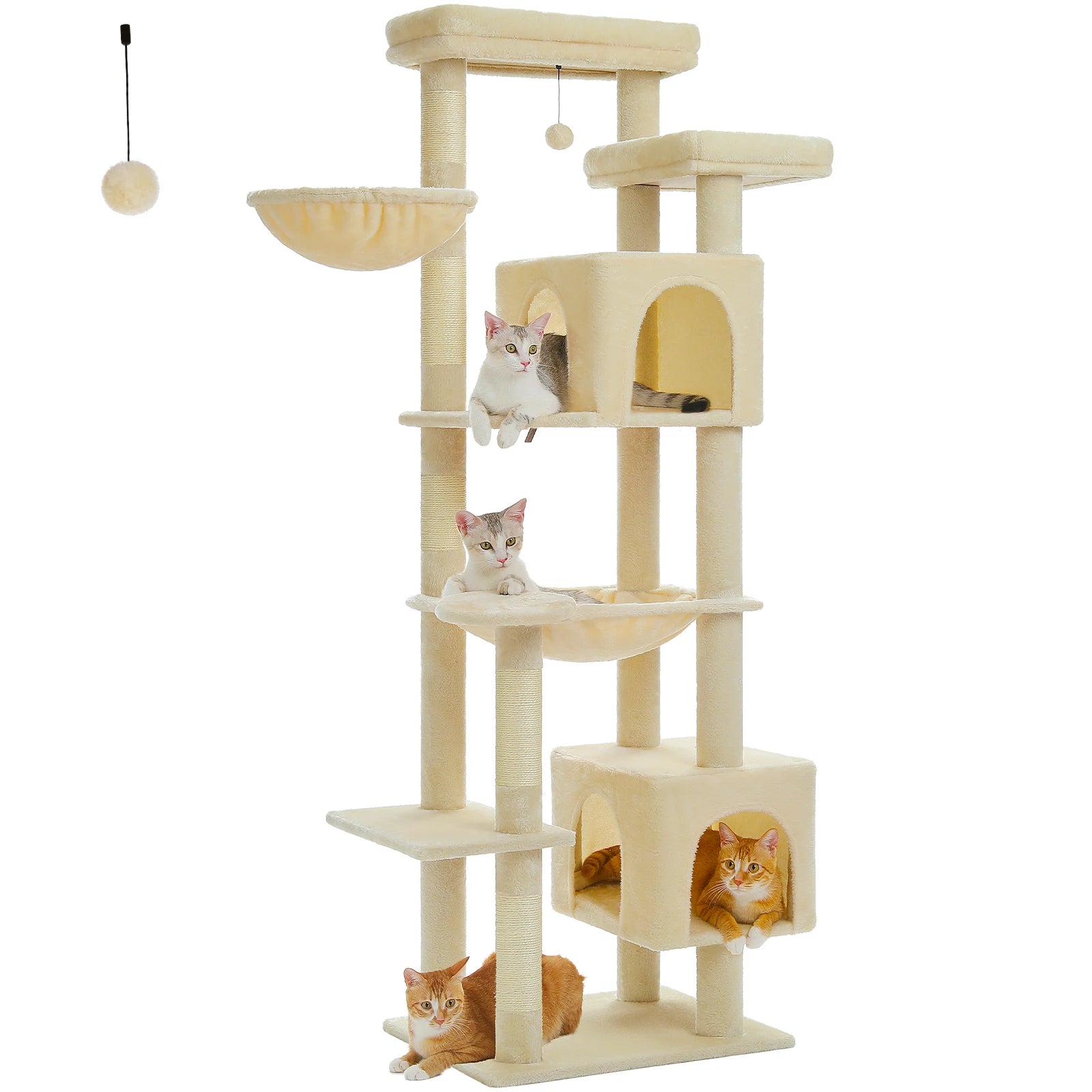 Tall Plush MultiLevel Cat Tree Condo with Scratchers - Firstpetcentral