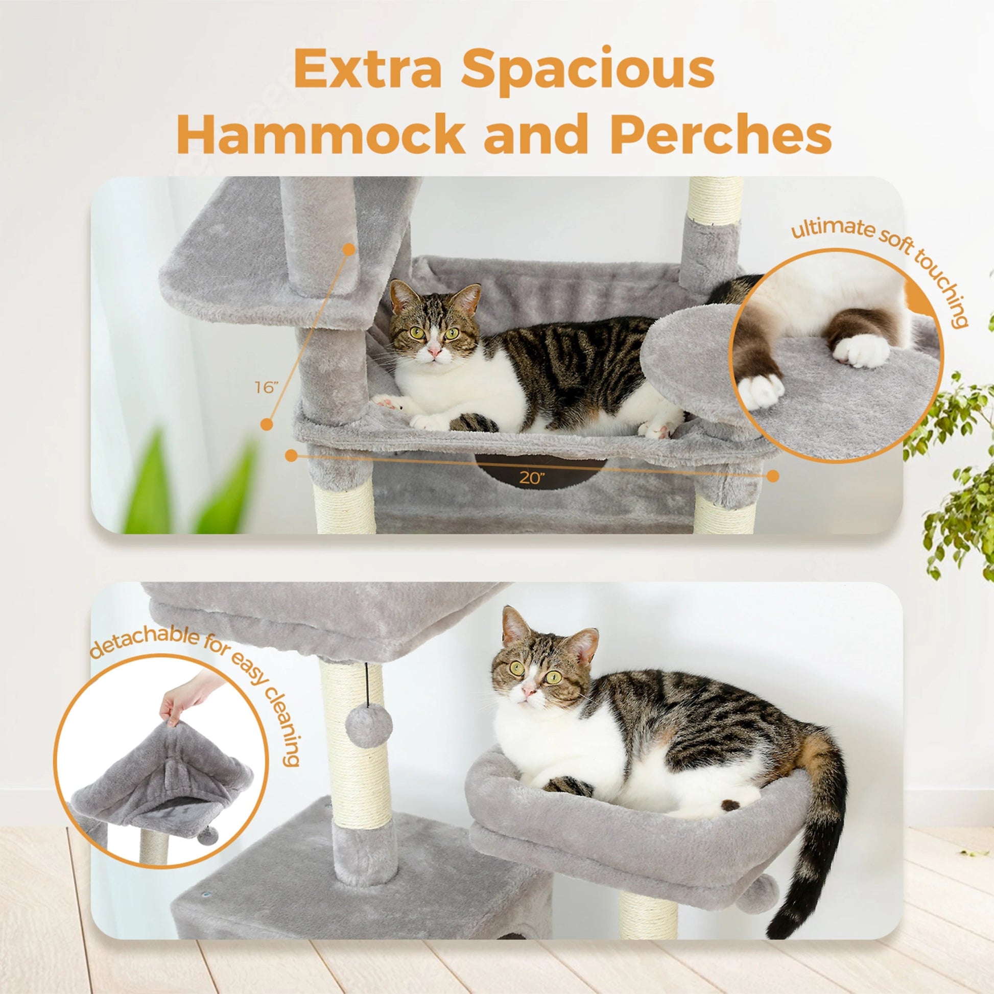 Tall Plush MultiLevel Cat Tree Condo with Scratchers - Firstpetcentral