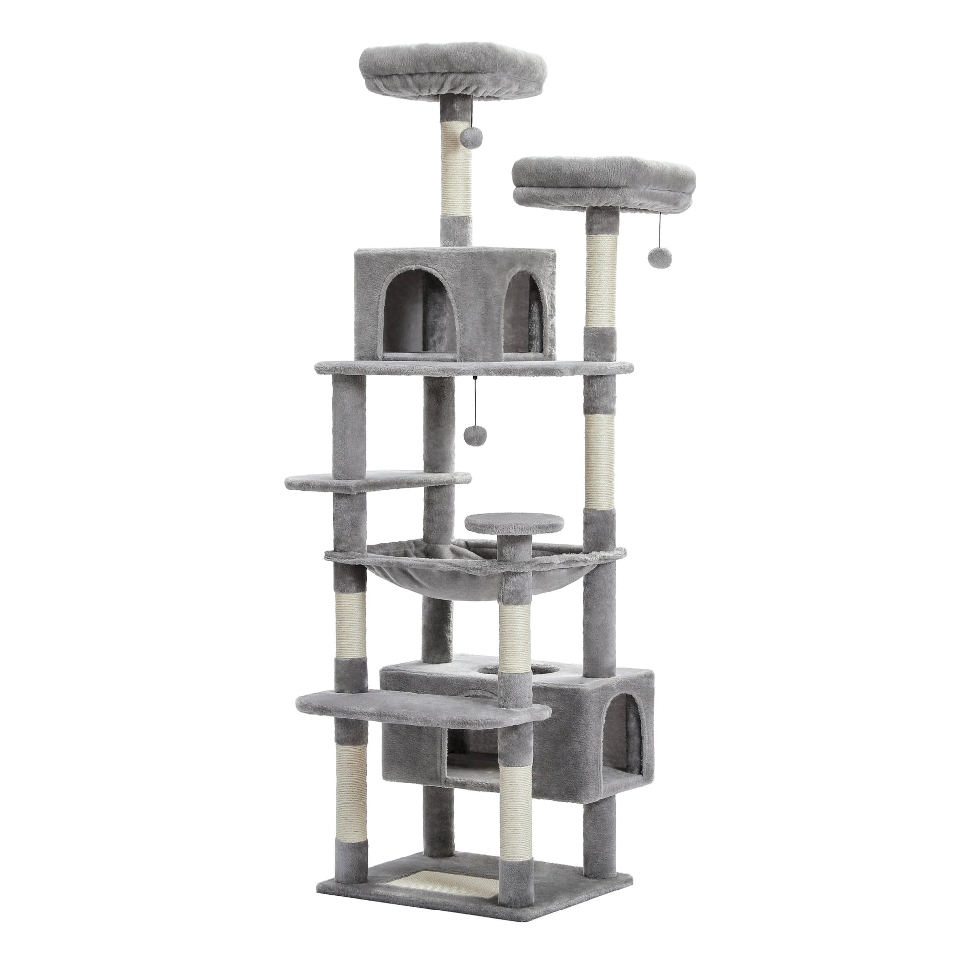 Tall Plush MultiLevel Cat Tree Condo with Scratchers - Firstpetcentral