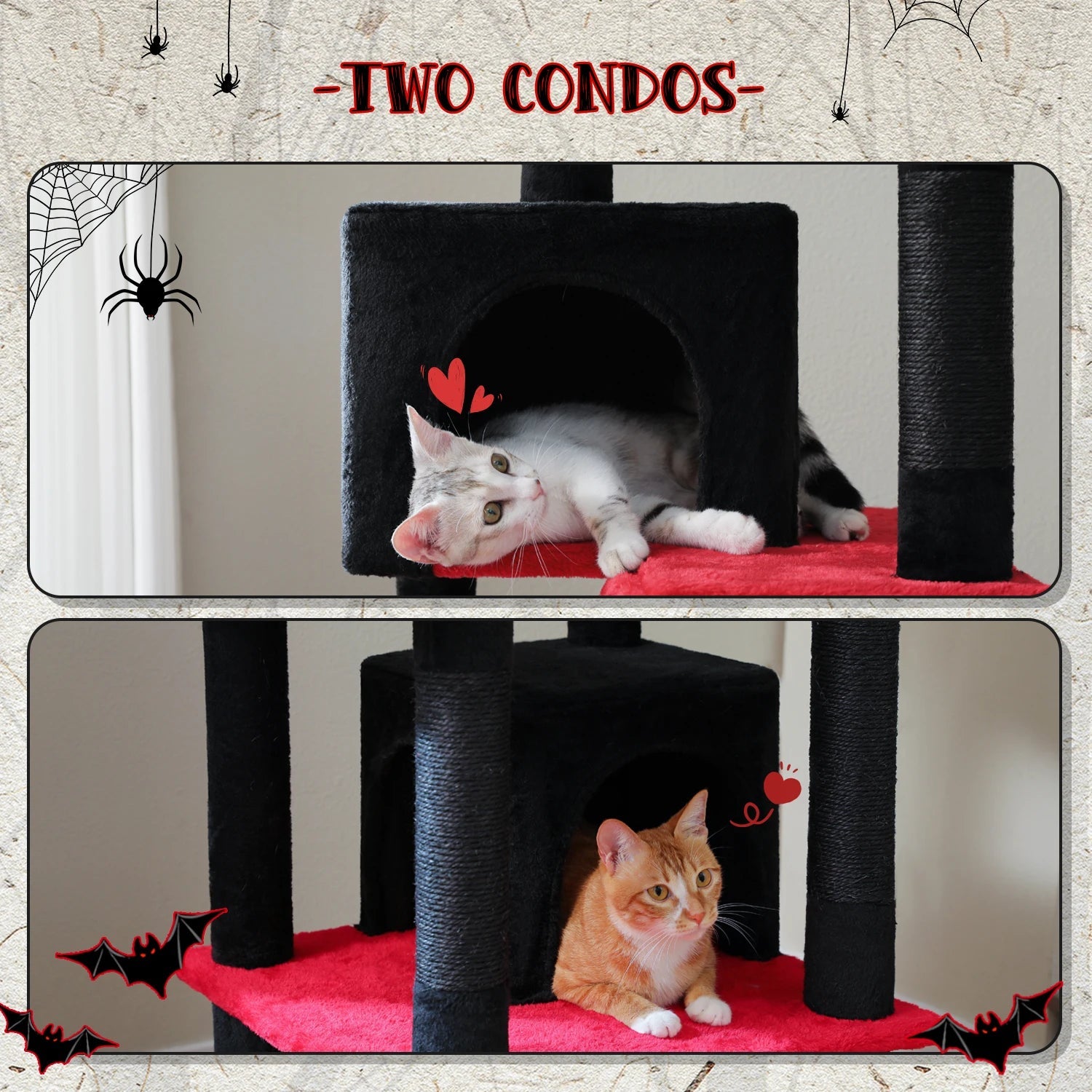 Tall Plush MultiLevel Cat Tree Condo with Scratchers - Firstpetcentral