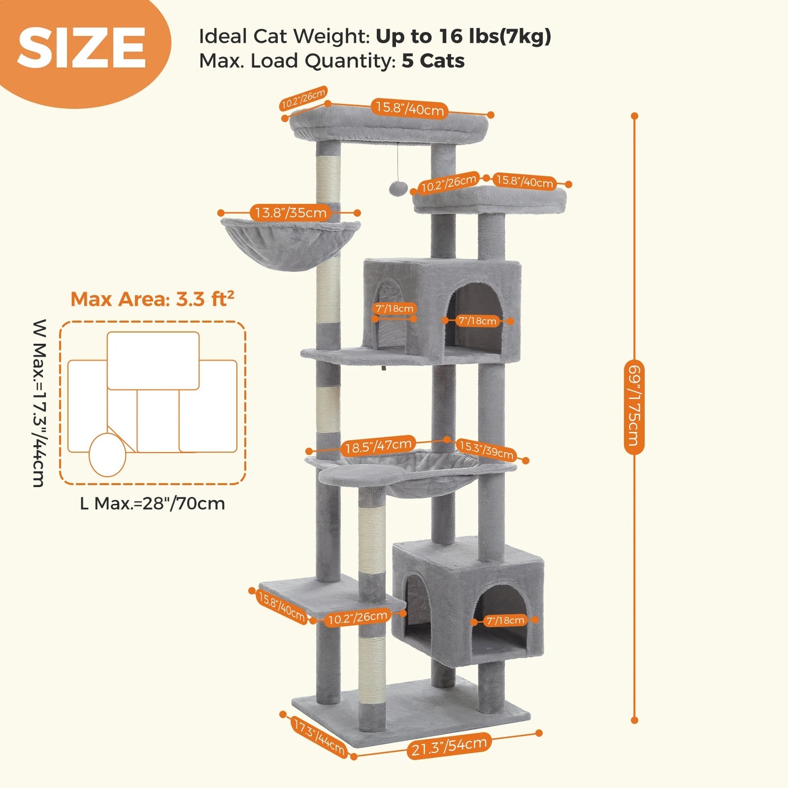 Tall Plush MultiLevel Cat Tree Condo with Scratchers - Firstpetcentral