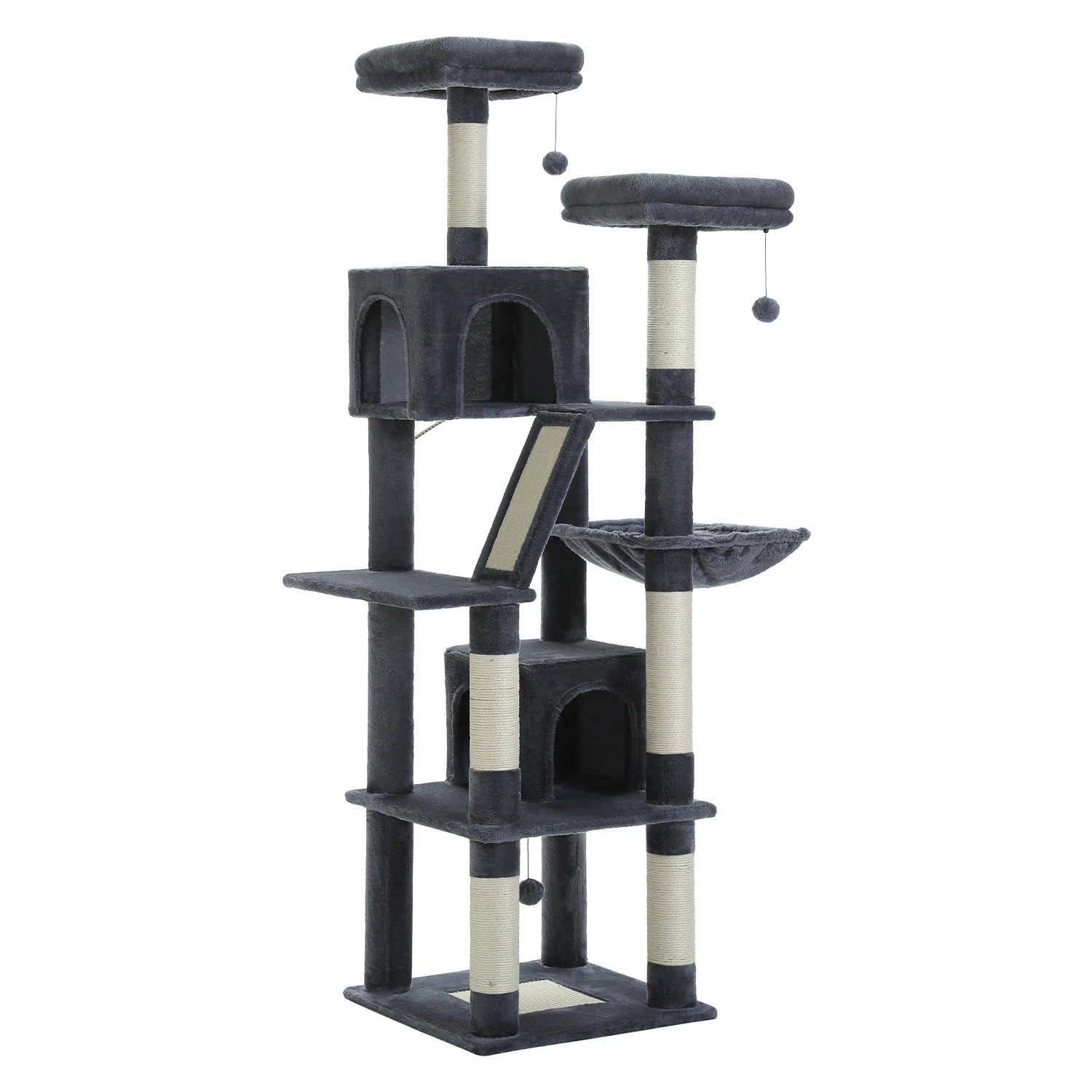 Tall Plush MultiLevel Cat Tree Condo with Scratchers - Firstpetcentral