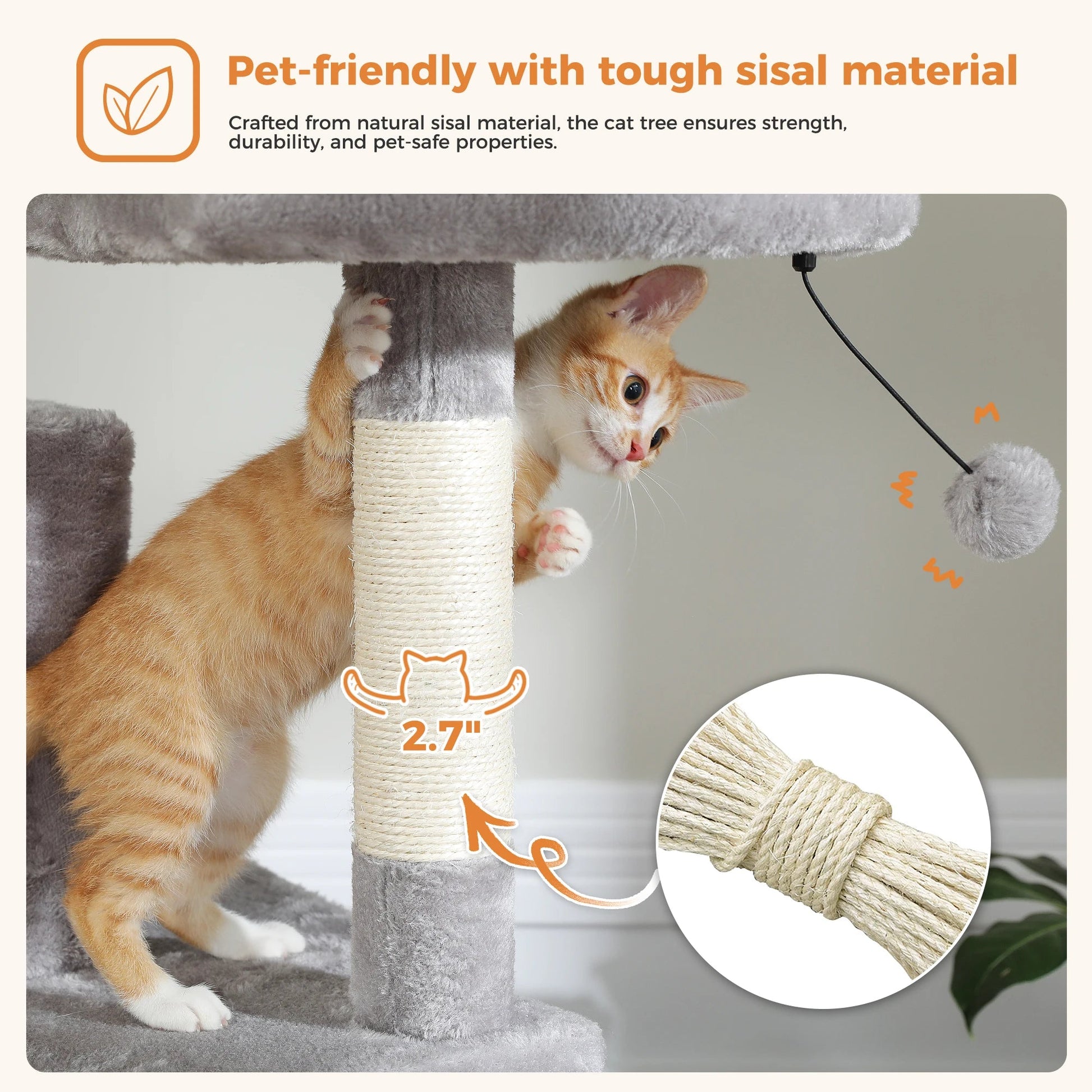 Tall Plush MultiLevel Cat Tree Condo with Scratchers - Firstpetcentral