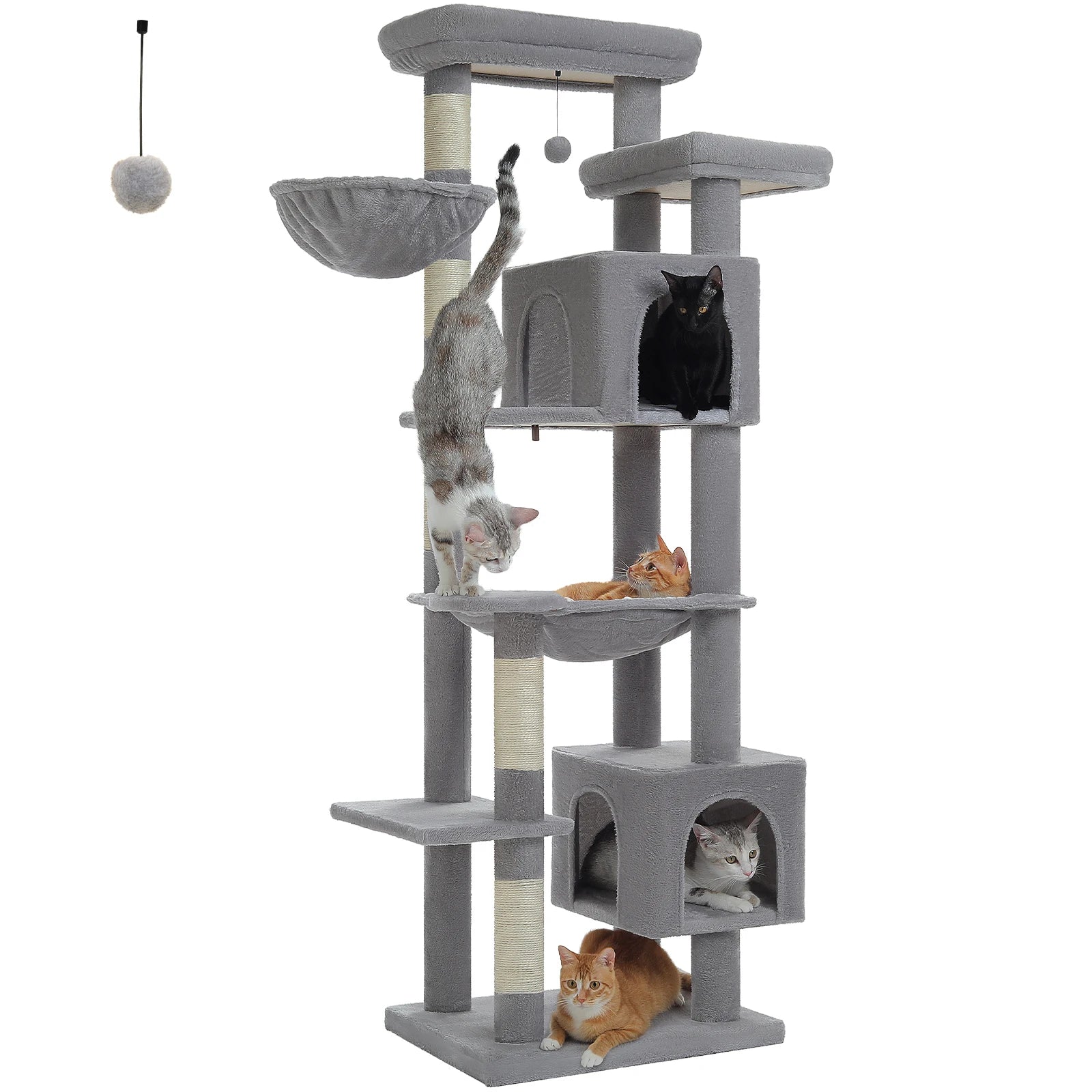 Tall Plush MultiLevel Cat Tree Condo with Scratchers - Firstpetcentral