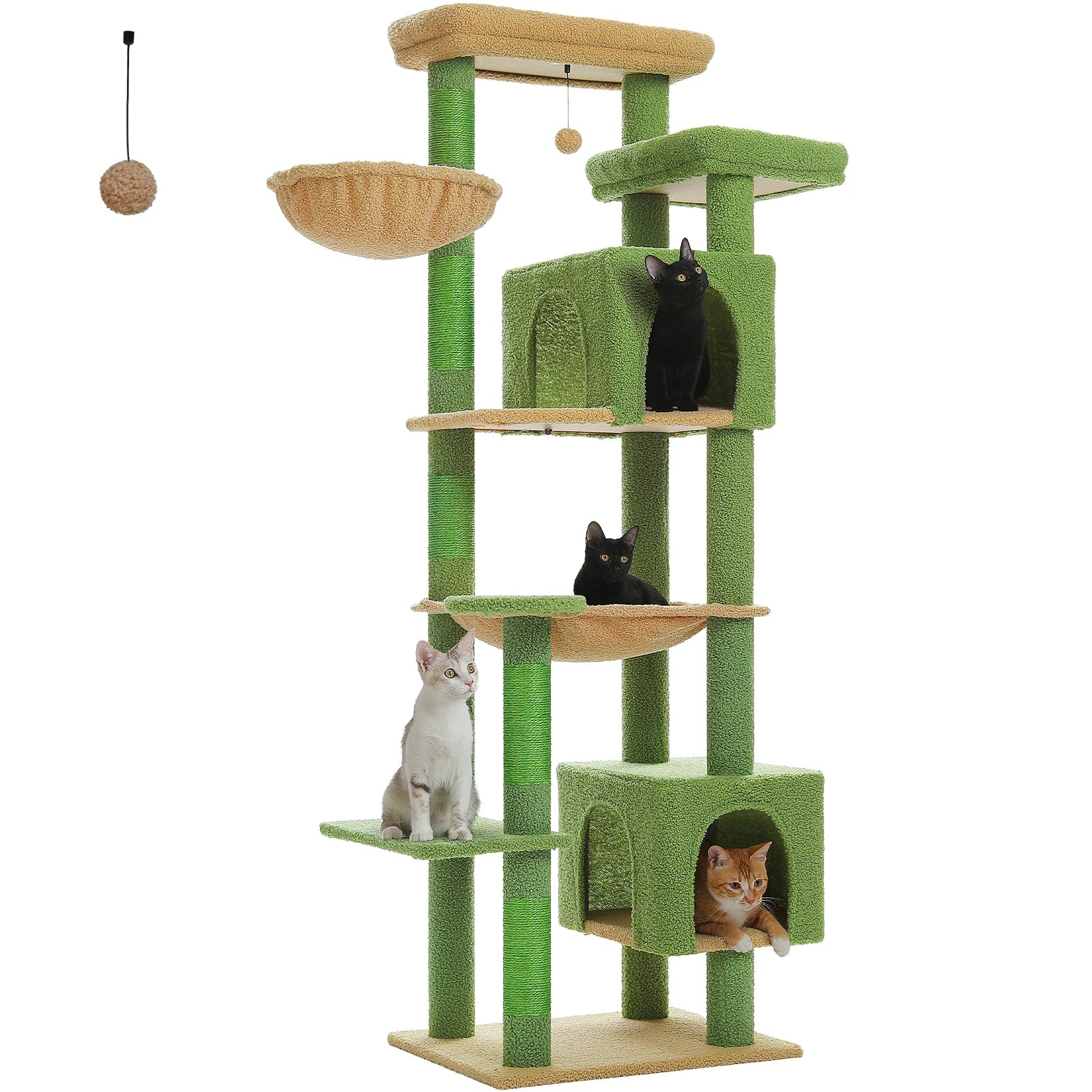 Tall Plush MultiLevel Cat Tree Condo with Scratchers - Firstpetcentral