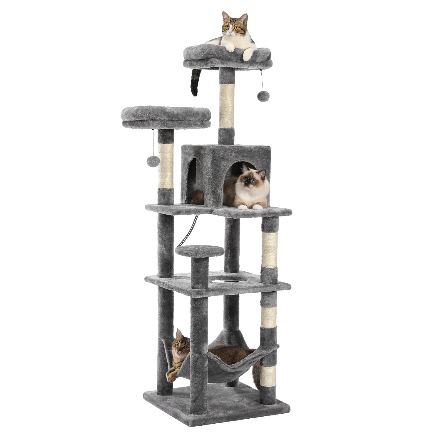 Tall Plush MultiLevel Cat Tree Condo with Scratchers - Firstpetcentral