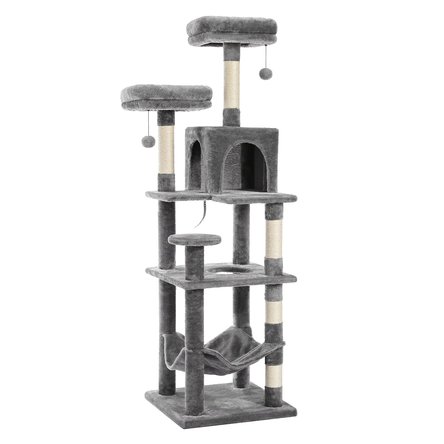 Tall Plush MultiLevel Cat Tree Condo with Scratchers - Firstpetcentral