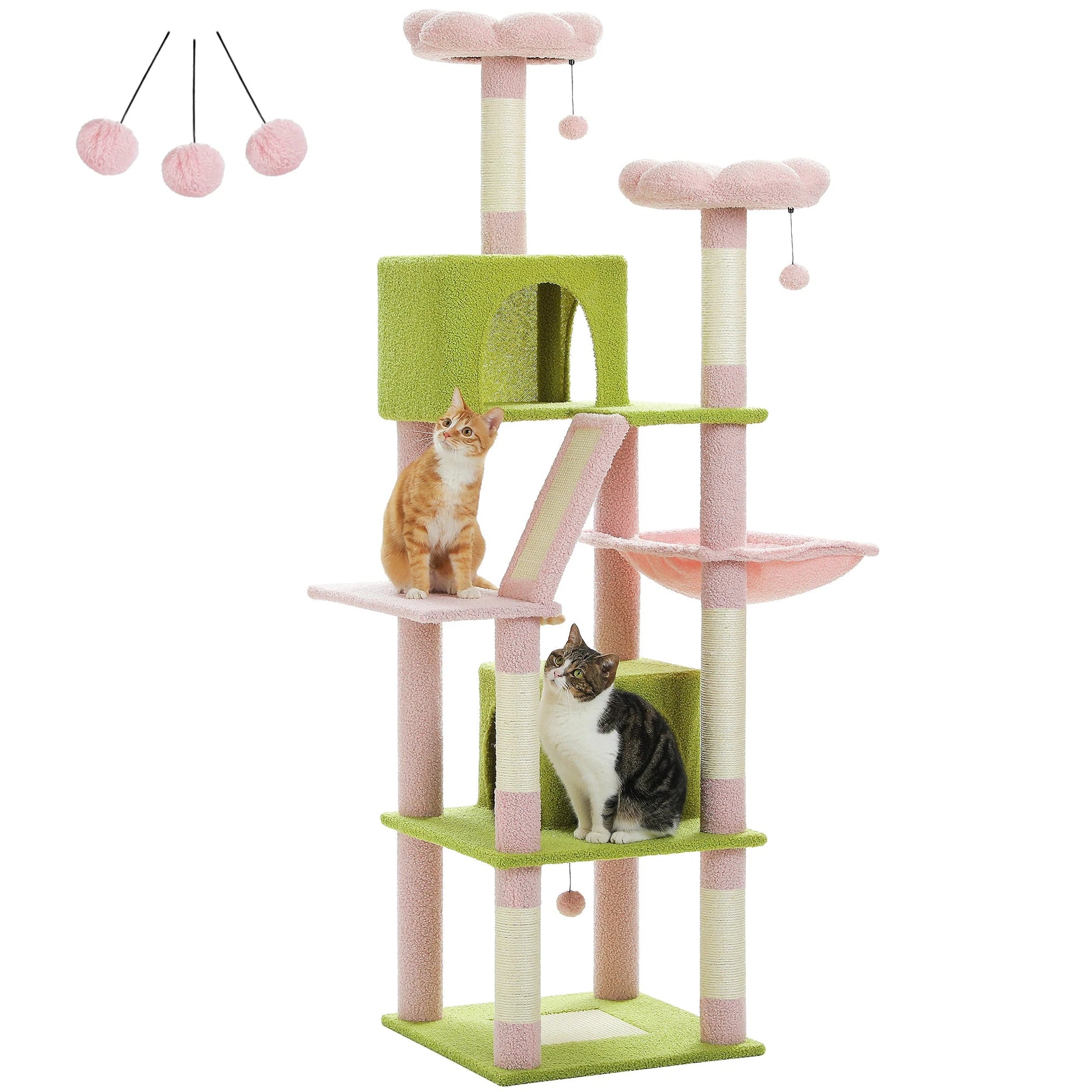 Tall Plush MultiLevel Cat Tree Condo with Scratchers - Firstpetcentral