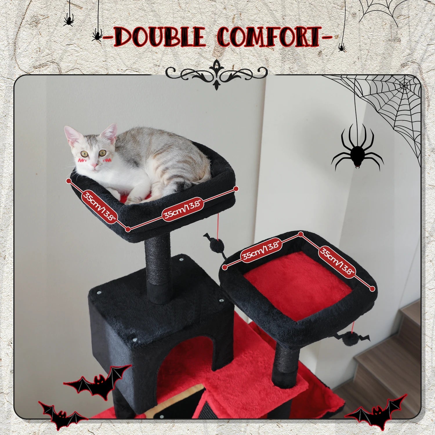 Tall Plush MultiLevel Cat Tree Condo with Scratchers - Firstpetcentral