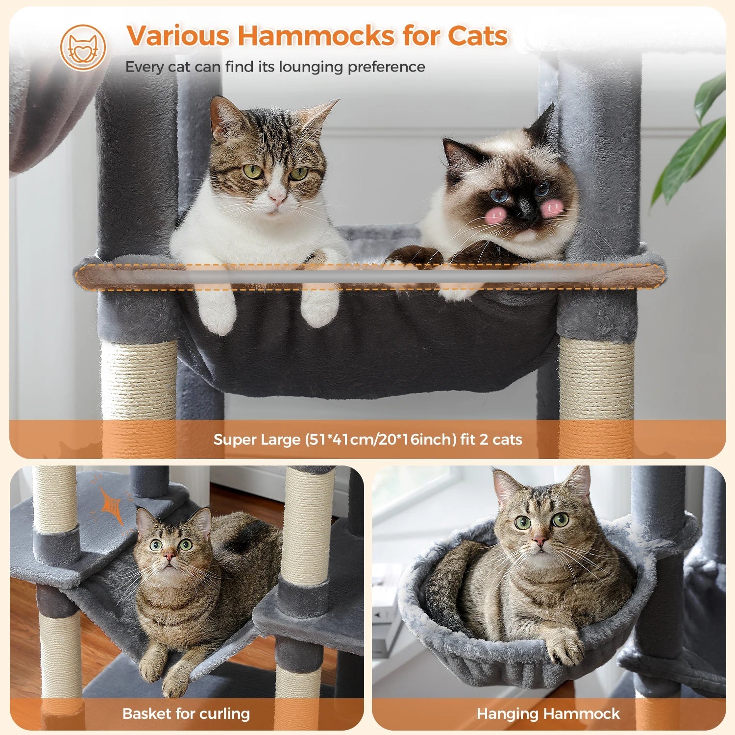 Tall Plush MultiLevel Cat Tree Condo with Scratchers - Firstpetcentral