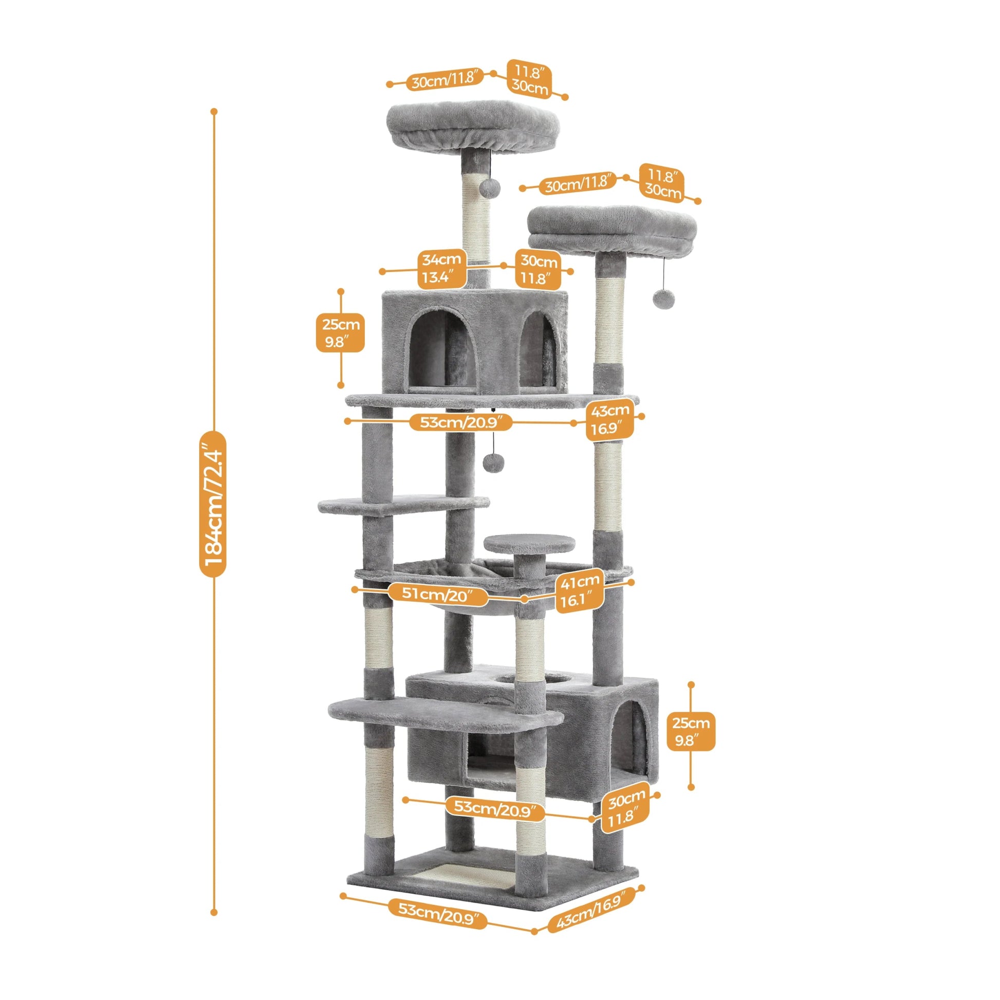 Tall Plush MultiLevel Cat Tree Condo with Scratchers - Firstpetcentral