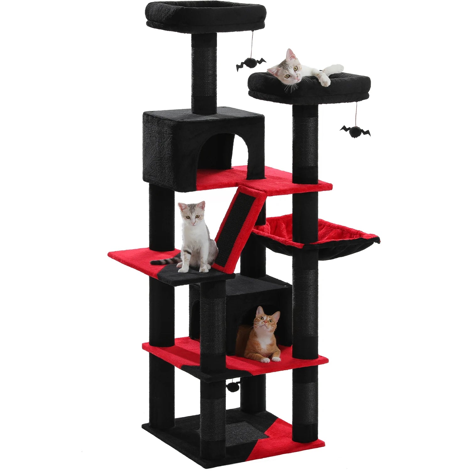 Tall Plush MultiLevel Cat Tree Condo with Scratchers - Firstpetcentral
