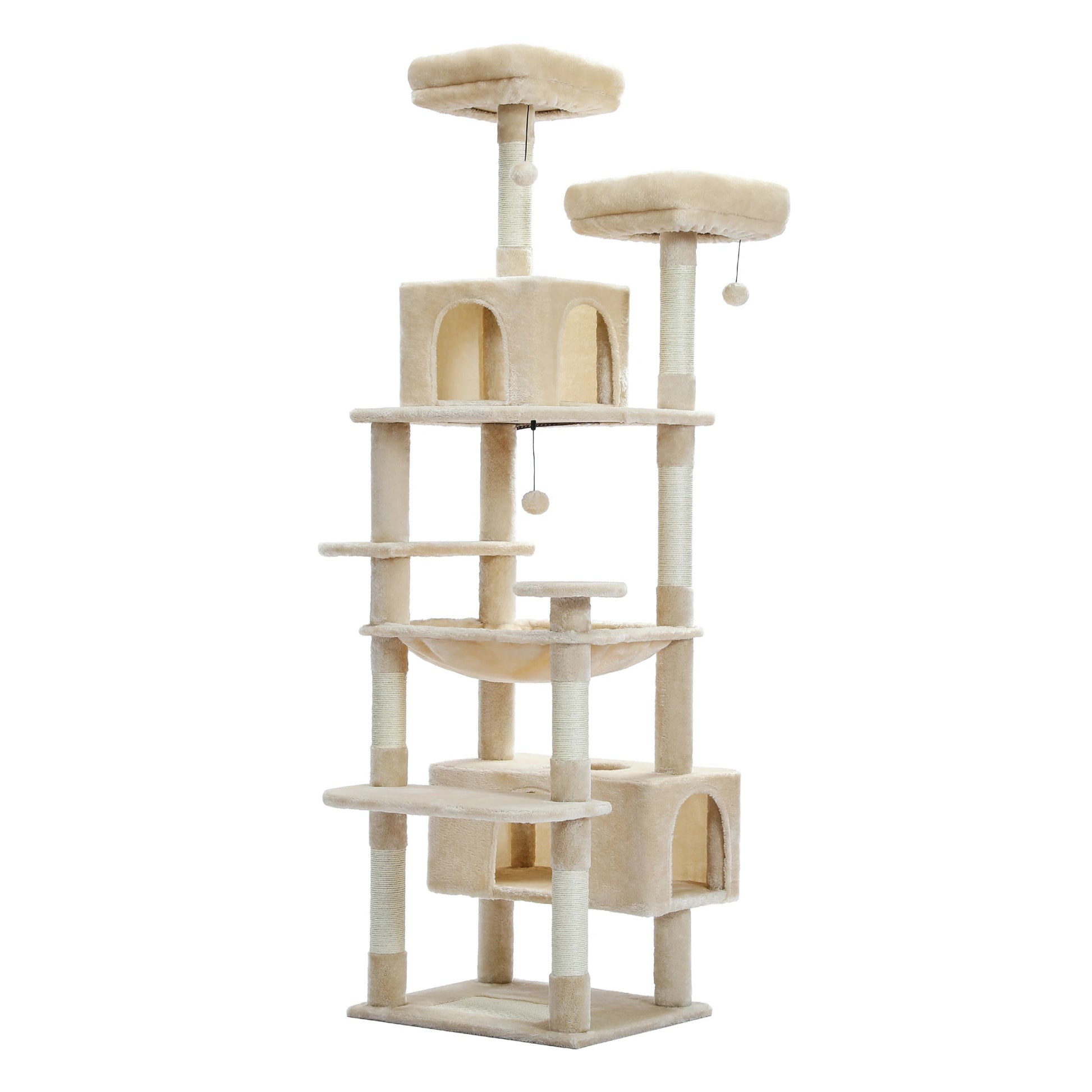 Tall Plush MultiLevel Cat Tree Condo with Scratchers - Firstpetcentral