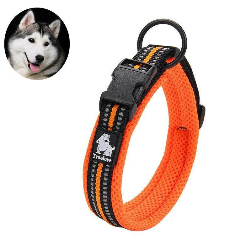 Truelove Adjustable Nylon Dog Collars Mesh Padded Reflective Collar Pet - Firstpetcentral