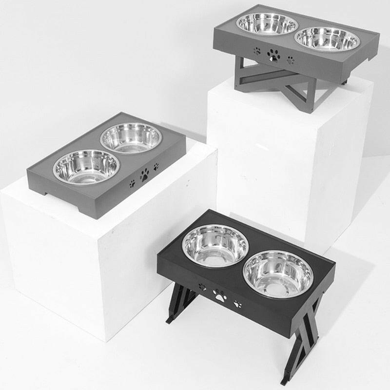 Ultimate Adjustable Double Dog Bowls – Mess - Free Feeding - Firstpetcentral