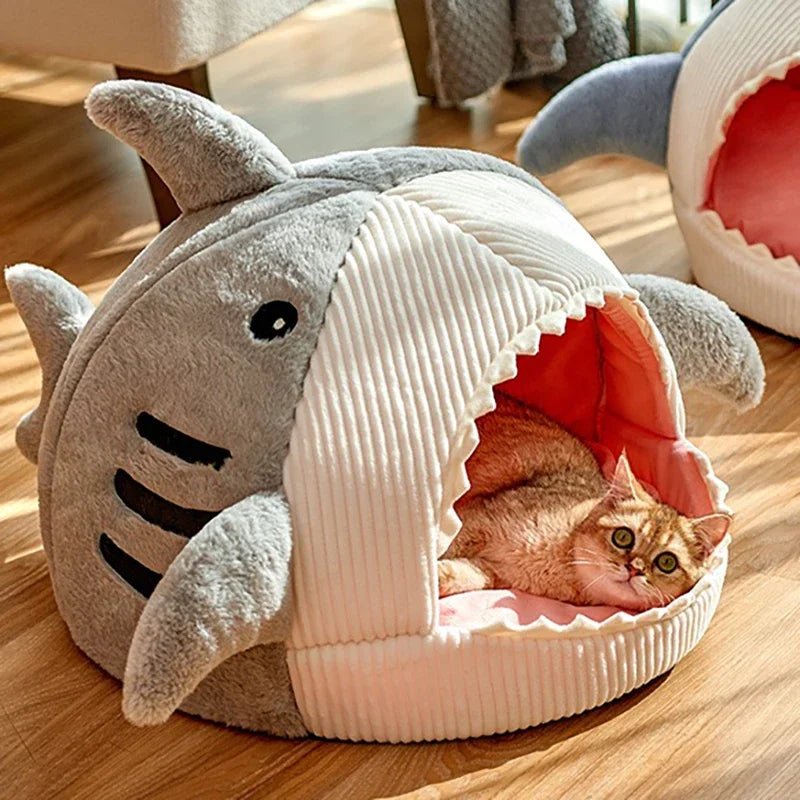 Warm Cat Beds Cartoon Shark Pet Cave Beds Sweet Kittens Basket Cushion Cat Pillow Mat Tent Puppy Nest Cave Pet Goods - Firstpetcentral
