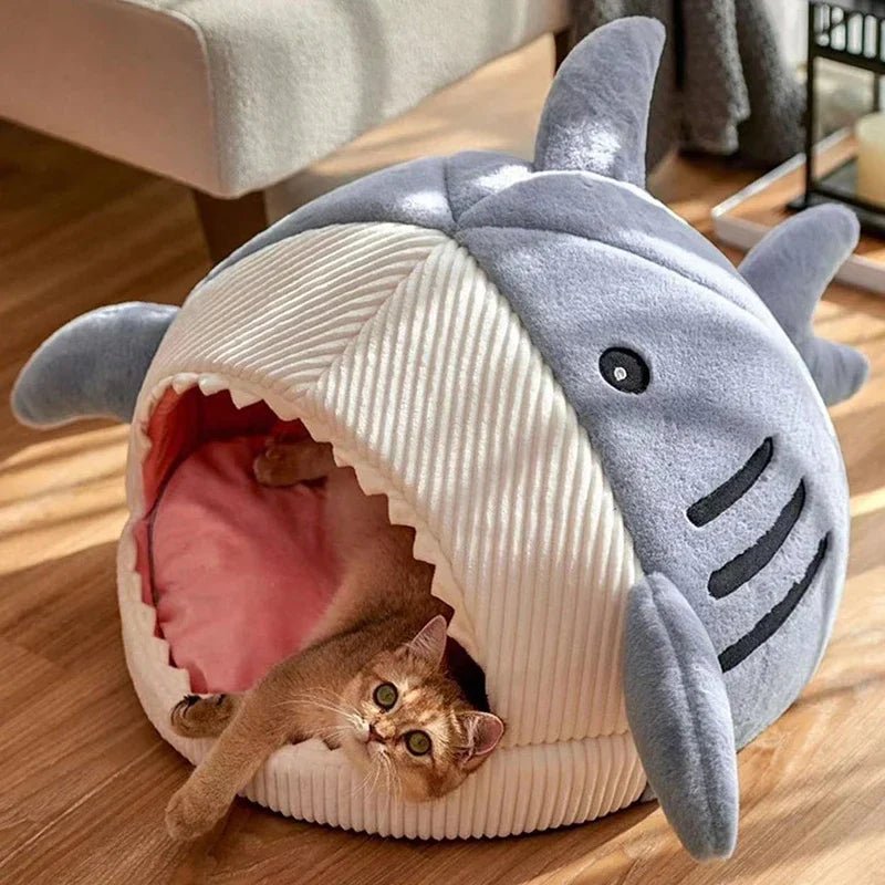 Warm Cat Beds Cartoon Shark Pet Cave Beds Sweet Kittens Basket Cushion Cat Pillow Mat Tent Puppy Nest Cave Pet Goods - Firstpetcentral