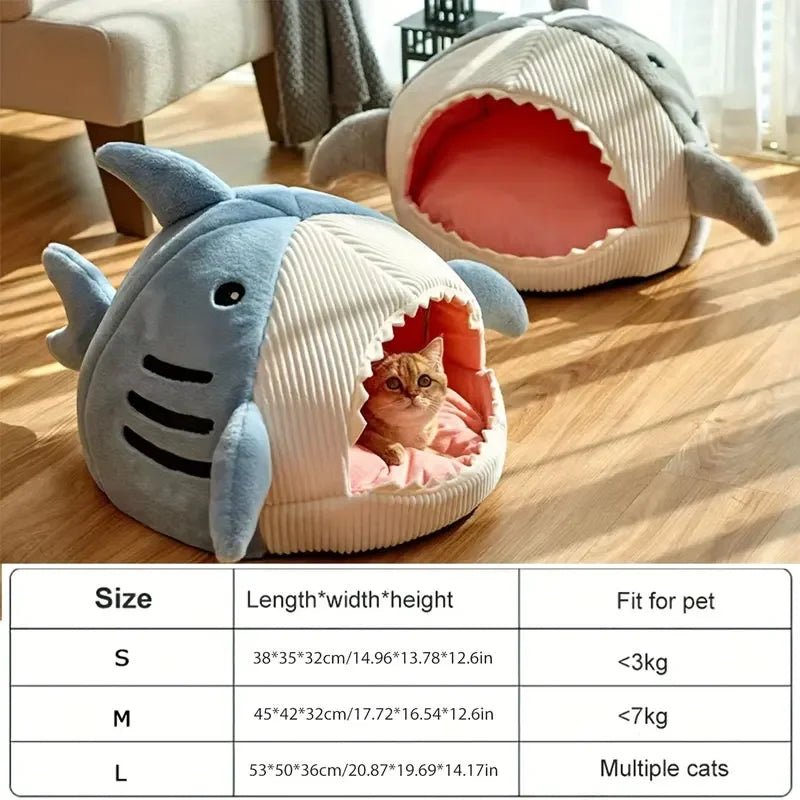 Warm Cat Beds Cartoon Shark Pet Cave Beds Sweet Kittens Basket Cushion Cat Pillow Mat Tent Puppy Nest Cave Pet Goods - Firstpetcentral