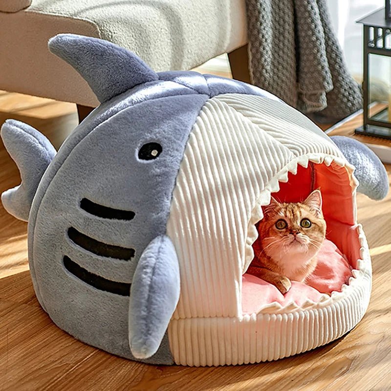 Warm Cat Beds Cartoon Shark Pet Cave Beds Sweet Kittens Basket Cushion Cat Pillow Mat Tent Puppy Nest Cave Pet Goods - Firstpetcentral