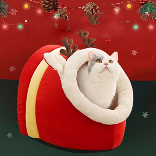 Warm Cotton Christmas Igloo Pet Nest Mat - Firstpetcentral