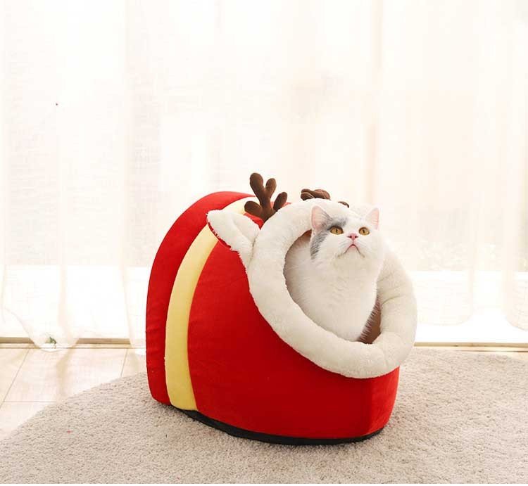 Warm Cotton Christmas Igloo Pet Nest Mat - Firstpetcentral