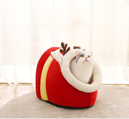 Warm Cotton Christmas Igloo Pet Nest Mat - Firstpetcentral