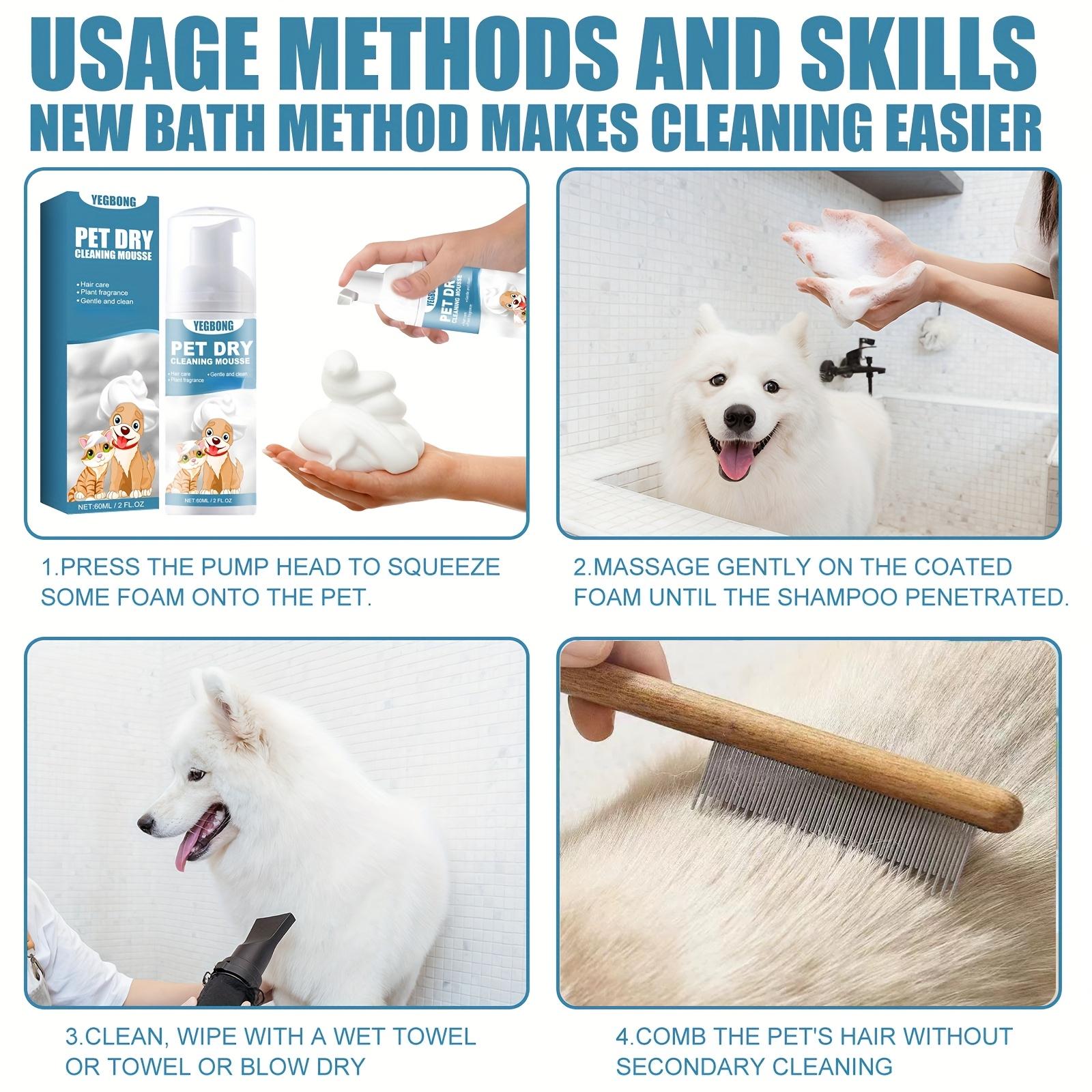 Waterless Dry Cleaning Foam + Flea Comb Set - Quick Pet Grooming Kit for Dogs and Cats - 5 - Minute Easy Bath / No Water Wash Required / Gentle Plant Formula, Dog Grooming Supplies, Shampoo And Conditioner For Dogs, Fast Drying Spray For Grooming, Pet Shamp - Firstpetcentral