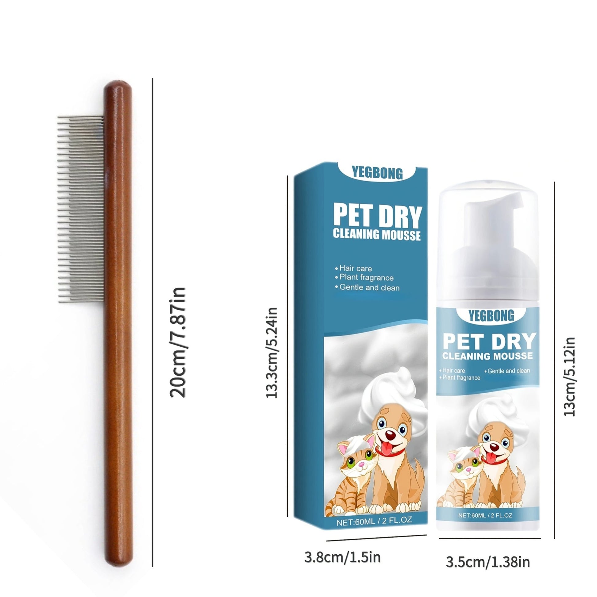Waterless Dry Cleaning Foam + Flea Comb Set - Quick Pet Grooming Kit for Dogs and Cats - 5 - Minute Easy Bath / No Water Wash Required / Gentle Plant Formula, Dog Grooming Supplies, Shampoo And Conditioner For Dogs, Fast Drying Spray For Grooming, Pet Shamp - Firstpetcentral