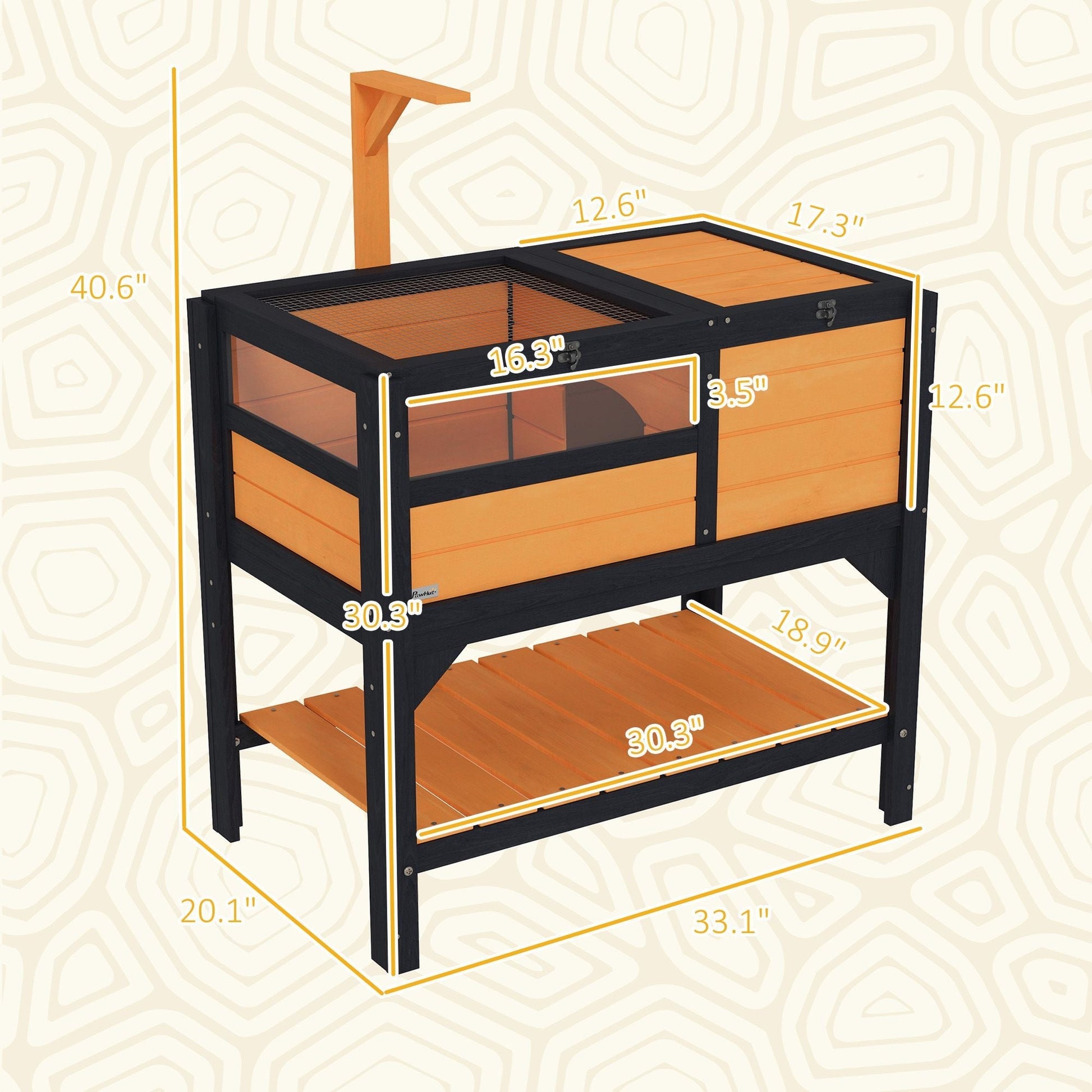 Wooden Tortoise Enclosure with Weather Protection - Indoor Habitat and Shelf Storage - Firstpetcentral