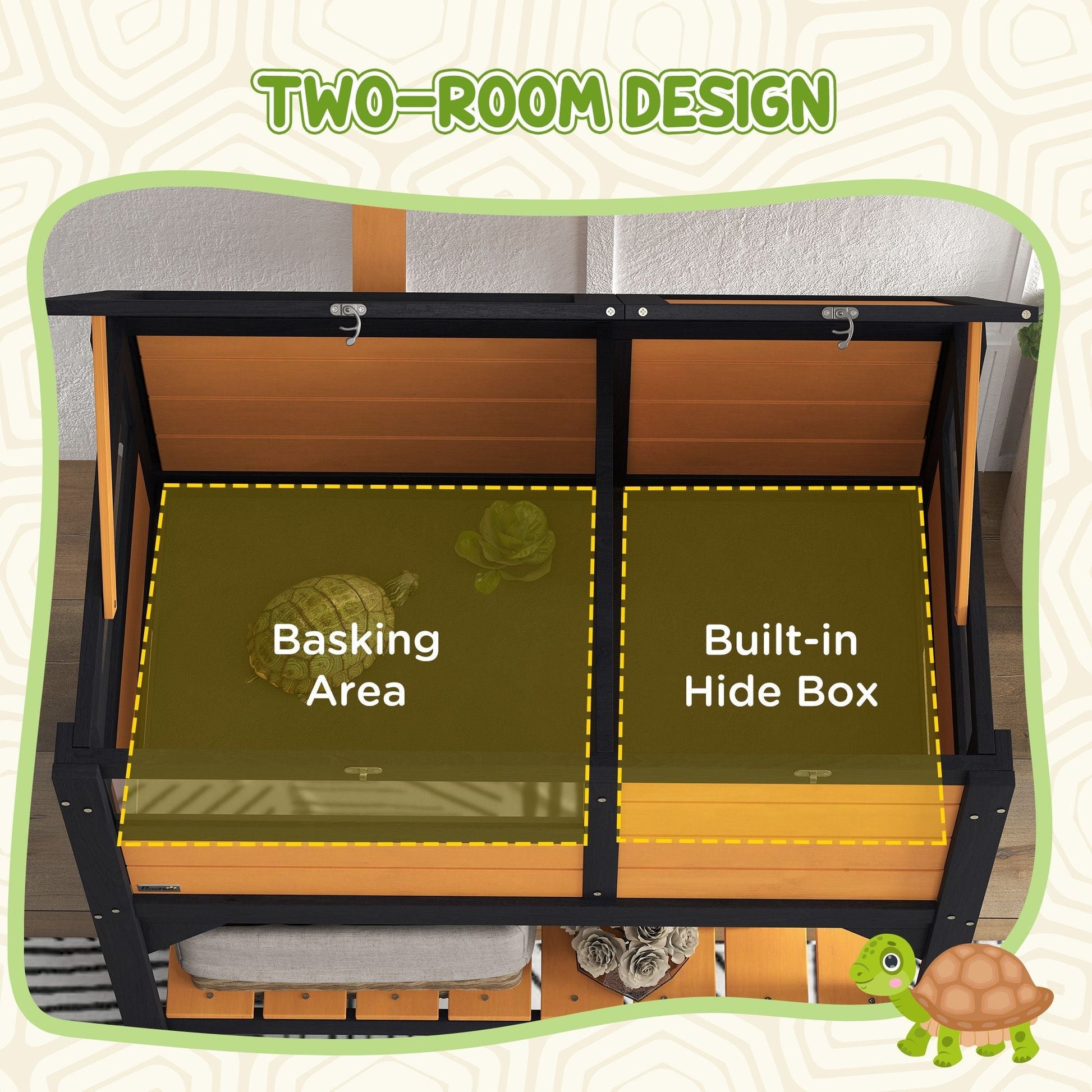 Wooden Tortoise Enclosure with Weather Protection - Indoor Habitat and Shelf Storage - Firstpetcentral