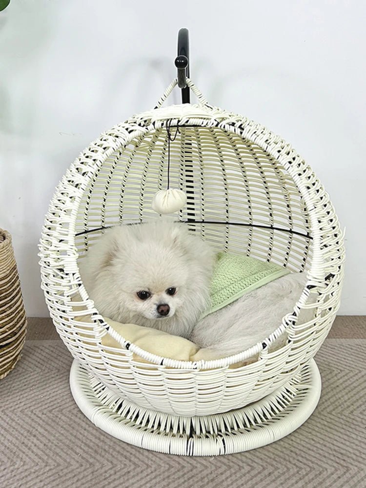 YXT Hand Woven Rattan Cat or Small Dog Bed Comfy Hanging Hammock Nest - Firstpetcentral